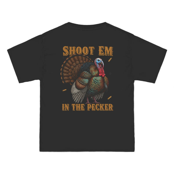 Turkey Graphic T-Shirt — "Shoot 'Em, Win the Pecker" Funny Turkey Hunting Tee