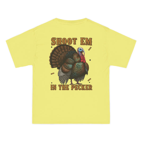 Turkey Graphic T-Shirt — "Shoot 'Em, Win the Pecker" Funny Turkey Hunting Tee