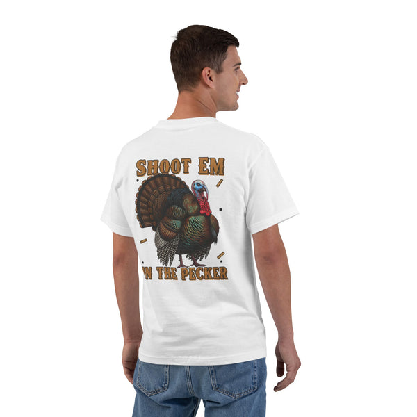 Turkey Graphic T-Shirt — "Shoot 'Em, Win the Pecker" Funny Turkey Hunting Tee