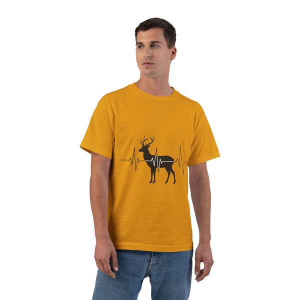 Deer Heartbeat T-Shirt — Rustic Elk EKG Graphic Tee for Hunters & Outdoors