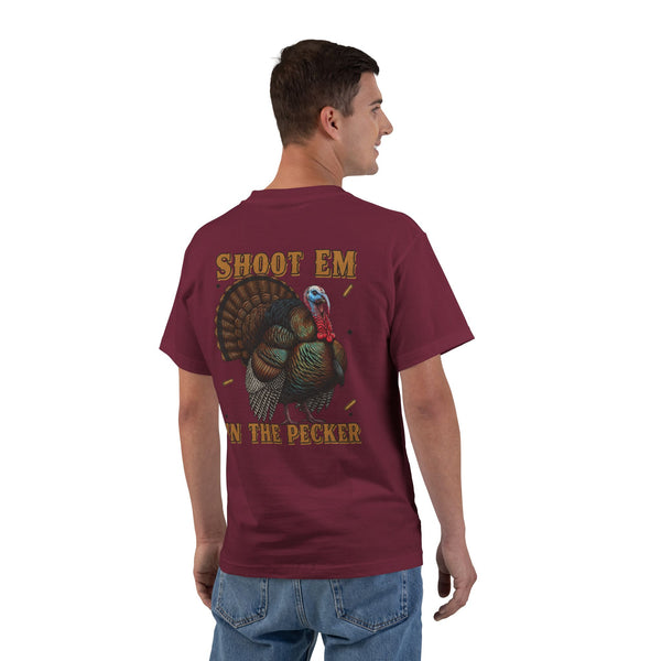 Turkey Graphic T-Shirt — "Shoot 'Em, Win the Pecker" Funny Turkey Hunting Tee