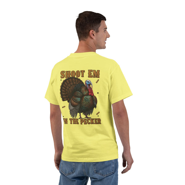 Turkey Graphic T-Shirt — "Shoot 'Em, Win the Pecker" Funny Turkey Hunting Tee