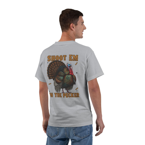 Turkey Graphic T-Shirt — "Shoot 'Em, Win the Pecker" Funny Turkey Hunting Tee