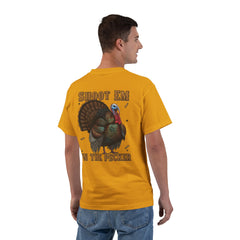 Turkey Graphic T-Shirt — "Shoot 'Em, Win the Pecker" Funny Turkey Hunting Tee