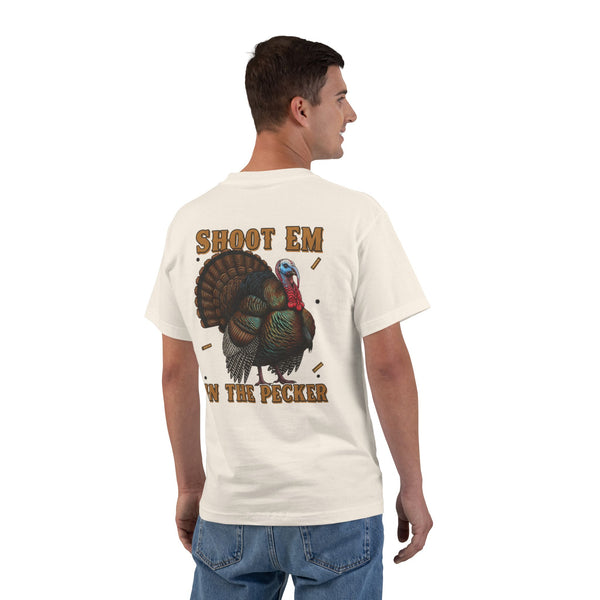 Turkey Graphic T-Shirt — "Shoot 'Em, Win the Pecker" Funny Turkey Hunting Tee