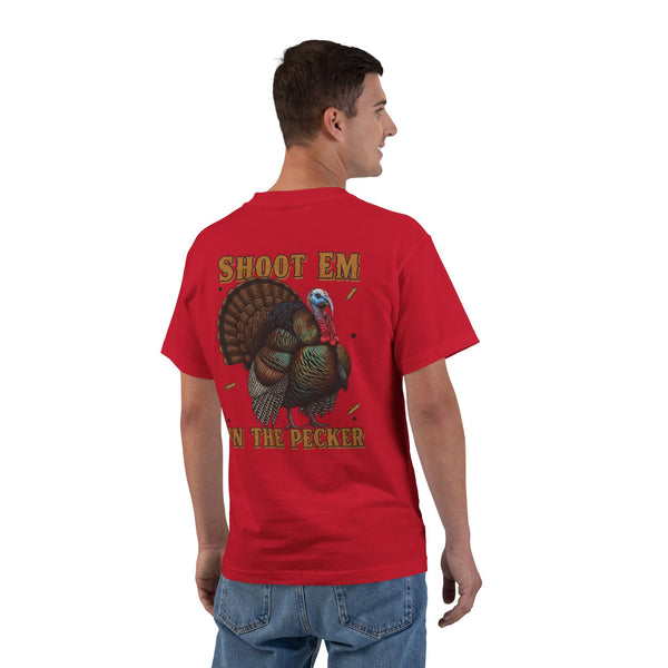 Turkey Graphic T-Shirt — "Shoot 'Em, Win the Pecker" Funny Turkey Hunting Tee