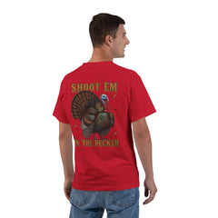 Turkey Graphic T-Shirt — "Shoot 'Em, Win the Pecker" Funny Turkey Hunting Tee
