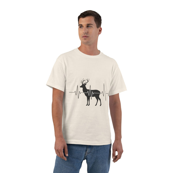 Deer Heartbeat T-Shirt — Rustic Elk EKG Graphic Tee for Hunters & Outdoors