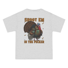 Turkey Graphic T-Shirt — "Shoot 'Em, Win the Pecker" Funny Turkey Hunting Tee