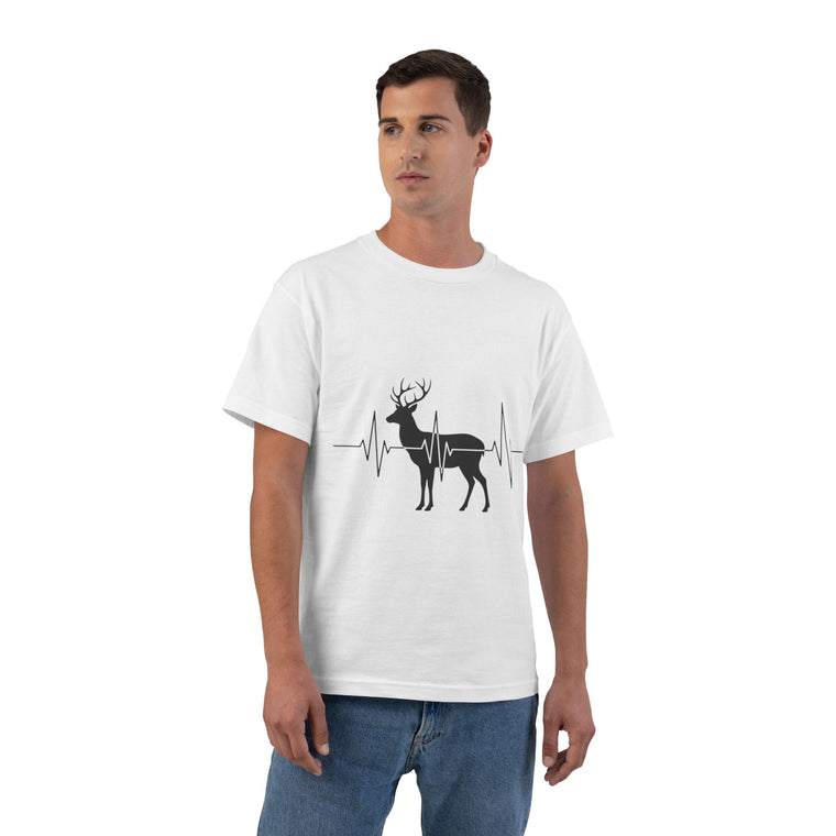 Deer Heartbeat T-Shirt — Rustic Elk EKG Graphic Tee for Hunters & Outdoors