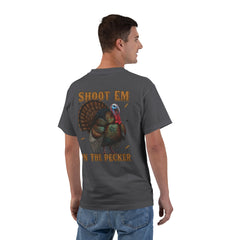 Turkey Graphic T-Shirt — "Shoot 'Em, Win the Pecker" Funny Turkey Hunting Tee