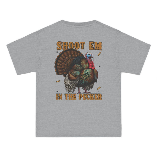 Turkey Graphic T-Shirt — "Shoot 'Em, Win the Pecker" Funny Turkey Hunting Tee