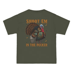 Turkey Graphic T-Shirt — "Shoot 'Em, Win the Pecker" Funny Turkey Hunting Tee