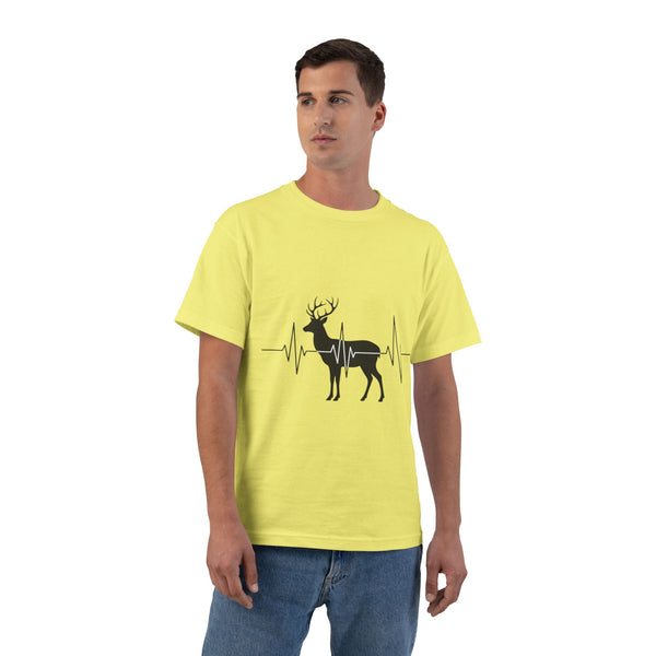 Deer Heartbeat T-Shirt — Rustic Elk EKG Graphic Tee for Hunters & Outdoors