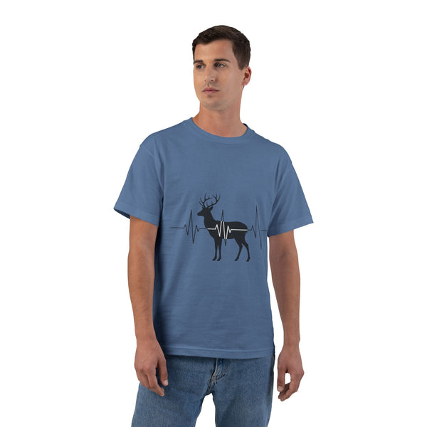 Deer Heartbeat T-Shirt — Rustic Elk EKG Graphic Tee for Hunters & Outdoors